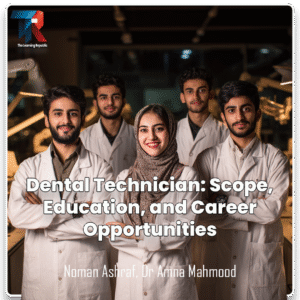 Higher Education in Pakistan – Pakistani Dental Technology students in lab coats posing confidently in a dental lab