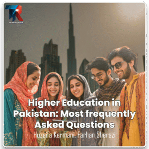 Pakistani students in smart casual attire, including scarf-wearing females, exploring admission opportunities in Pakistan while standing against a blended backdrop of Dubai and Lahore landmarks